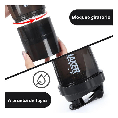Botella De Agua Pro Gimnasio Con Mezcladora Para Proteína