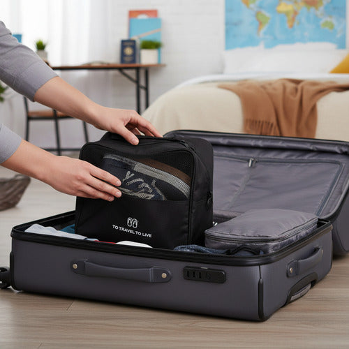 Organizador Neceser Multiuso 3 Compartimentos Impermeable Negro