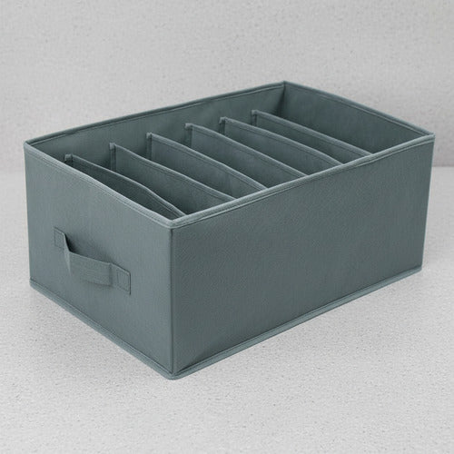 Caja Organizadora Plegable De Tela Con Separaciones Premium Gris Oscuro Lisa