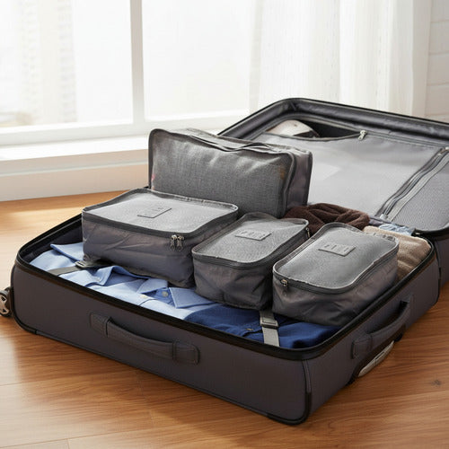 Set Organizador Valija Viaje Almacenamiento Equipaje Premium Gris