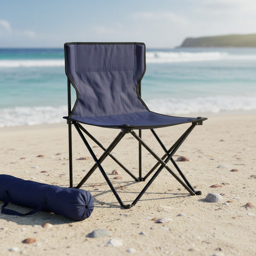 Silla De Camping Playa Verano Resistente Lona Azul
