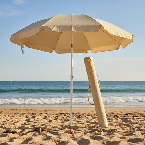 Sombrilla Playa Jardín Premium Con Filtro Uv Exterior Beige Lisa