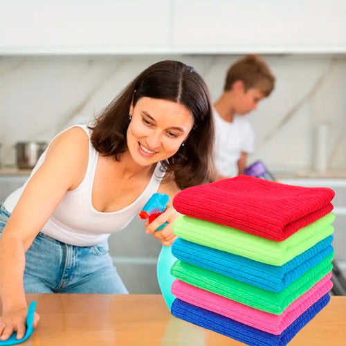 Set X 6 De Microfibra Franela Paño Secado Hogar Cocina Auto