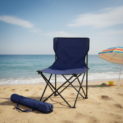 Silla De Camping Playa Verano Resistente Lona Azul