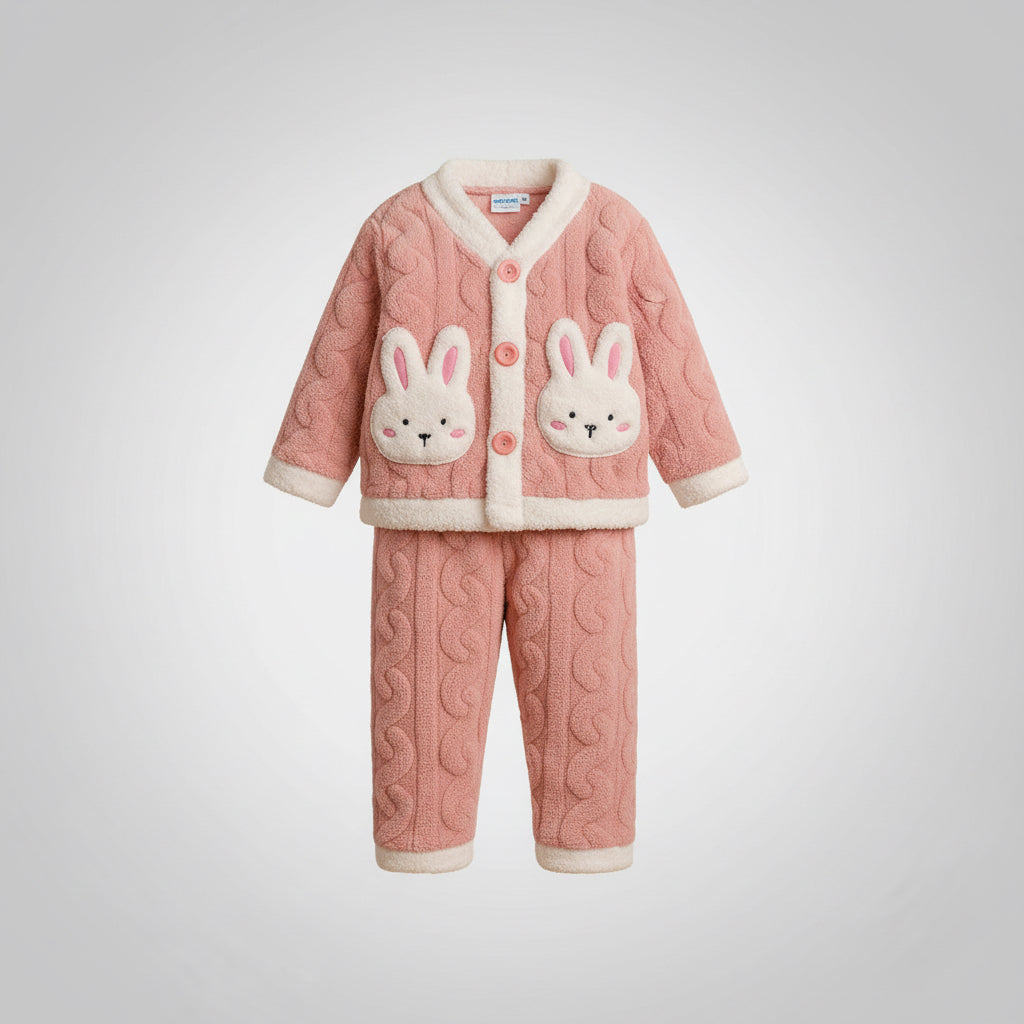 Pijama Niña Algodón Set De 2 Piezas Suave Y Cómodo Rosa Liso 4