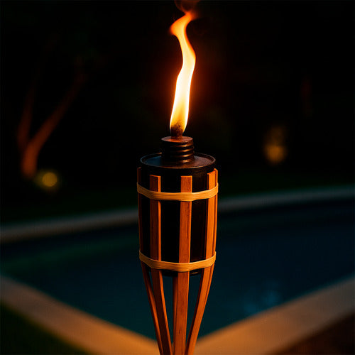 Antorcha De Bambú Anti Insectos Repele Insectos Pack X3 Marrón Claro