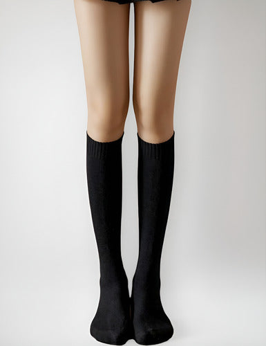 Pack Medias Térmicas Calcetines Corderito Ultra Calientes X3 Piel Y Negro Liso Unico