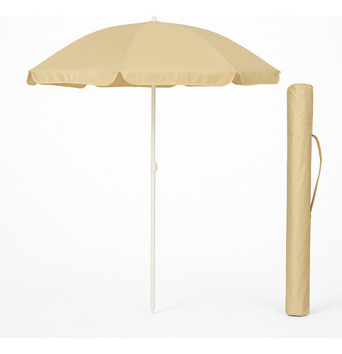 Sombrilla Playa Jardín Premium Con Filtro Uv Exterior Beige Lisa