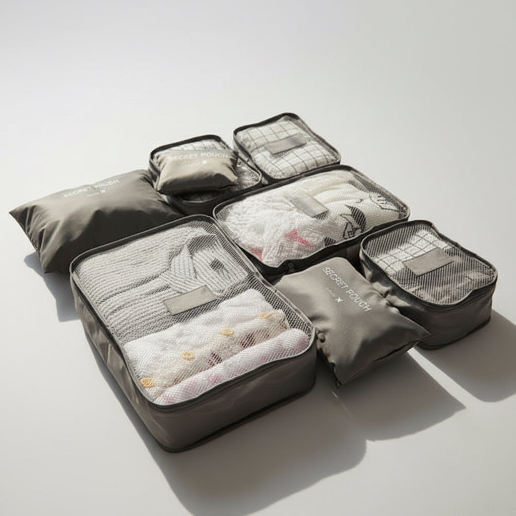Set Organizador Valija Viaje Almacenamiento Equipaje Premium Gris