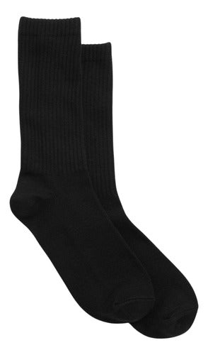 Pack Medias Negras Unisex 100% Algodón Premium X6 Pares Negro Liso 35-40