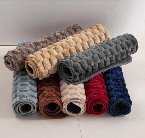 Alfombra De Baño Antideslizante Y Super Absorbente Marrón Oscuro Geométrico