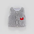 Chaleco Bebé Abrigado Corderito Suave Con Bolsillo Y Bordado Gris Claro Lisa 3-6 Meses