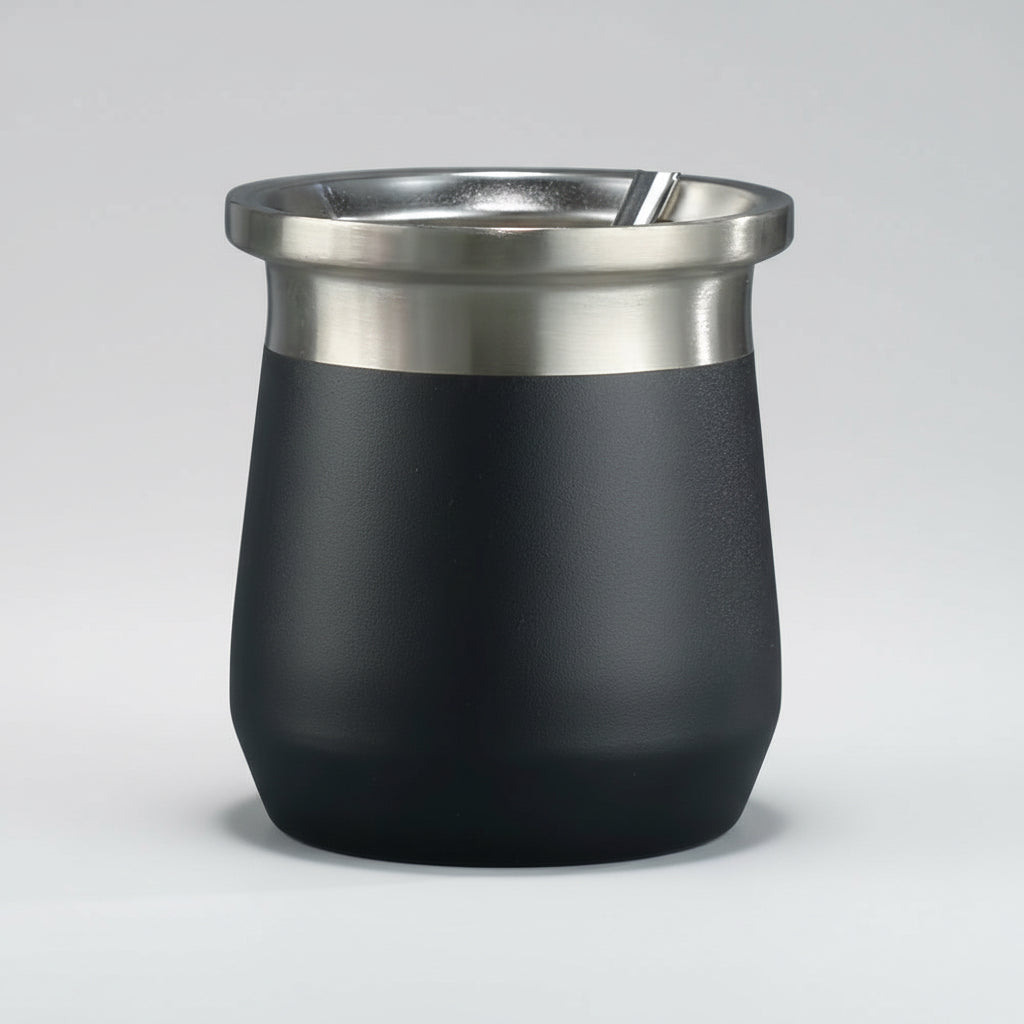 Mate De Acero Inoxidable 200 Ml Negro Lisa