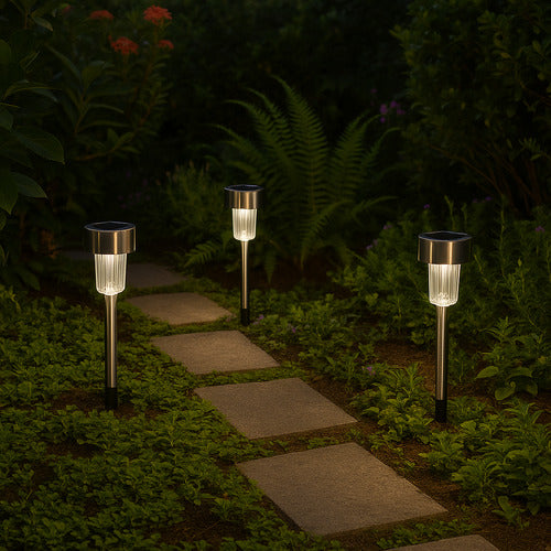 Luz Exterior Solar Estaca Luminaria De Jardín Pincho X4