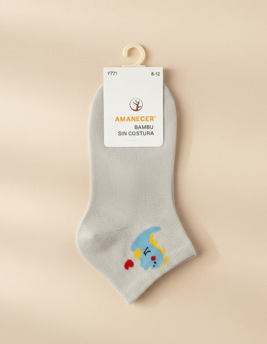 Medias Bebe Bambu Sin Costura Pack X4 Mixto Estampado 8-12