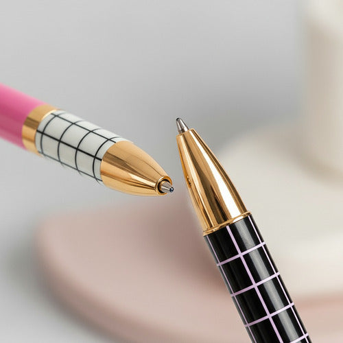 Set Bolígrafo Lapicera + Estuche Fw Classic Tinta Azul X2 Dorado Azul