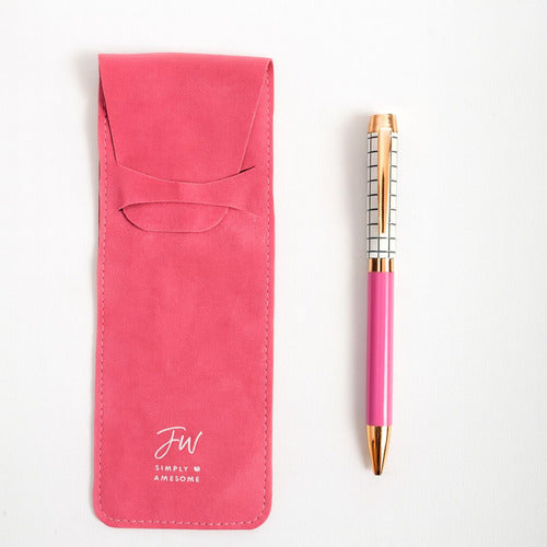 Set Bolígrafo Lapicera + Estuche Fw Classic Tinta Azul X2 Dorado Azul