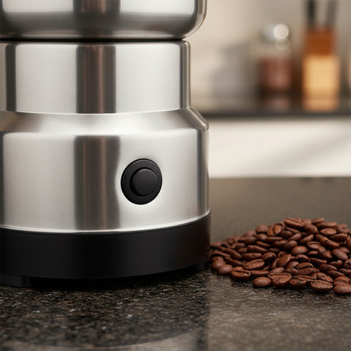 Molinillo Café En Grano Electrico Acero Inoxidable Potente Gris