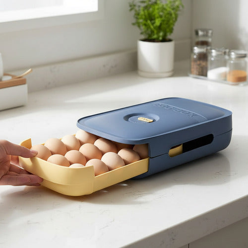 Huevera Caja Organizadora Huevos Aiplable 18 Unidades Azul Marino