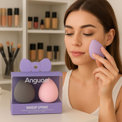 Kit Esponja De Maquillaje Blender Profesional Sin Marcas X2 Blanco Mini