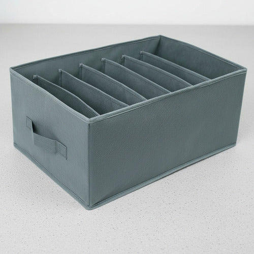 Caja Organizadora Plegable De Tela Con Separaciones Premium Gris Oscuro Lisa