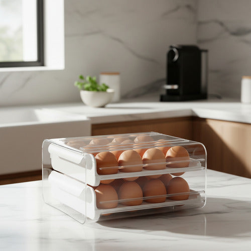 Huevera Organizadora 32 Unidades Apilables Blanco