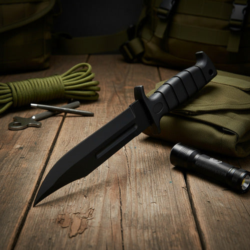 Cuchillo Camping Caza 30 Cm Con Estuche Premium Negro