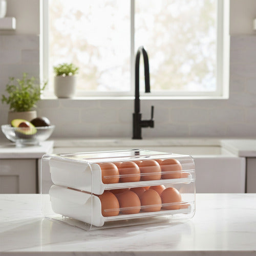 Huevera Organizadora 32 Unidades Apilables Blanco