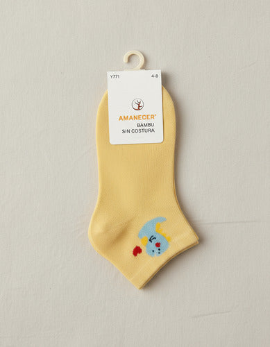 Medias Bebe Bambu Sin Costura Pack X4 Mixto Estampado 8-12