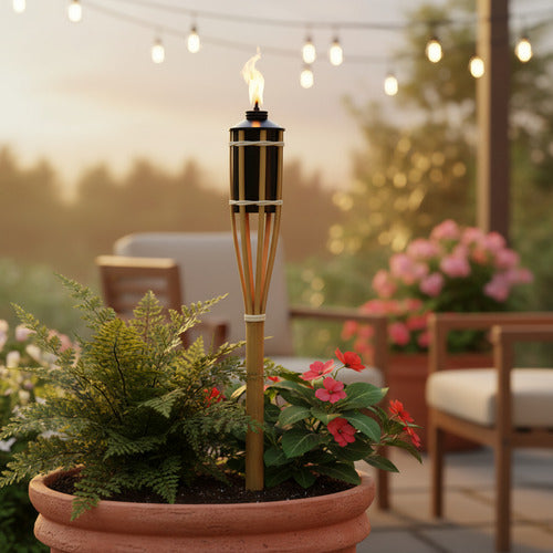 Antorcha De Bambú Anti Insectos Repele Insectos Pack X3 Marrón Claro