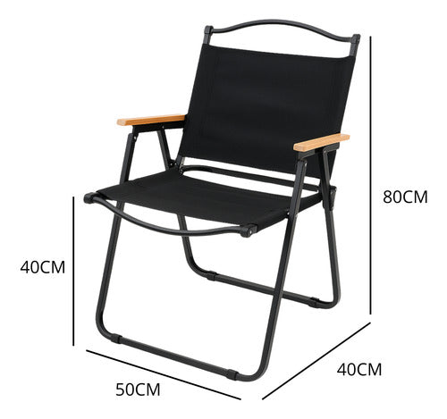 Silla Jardín Playera Plegable Con Apoyabrazos Reforzada Negro Liso