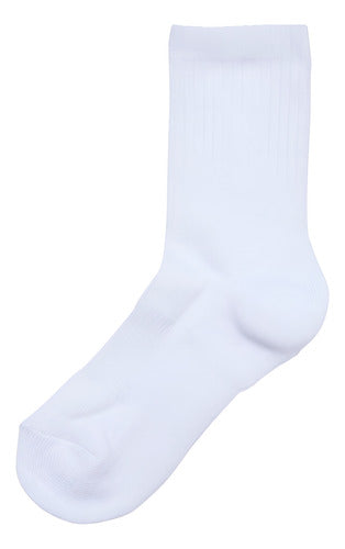 Pack Medias Crew Blancas Algodón Hombre Deportiva Premium X6 Blanco Liso Único