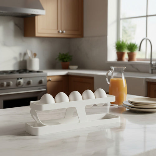 Huevera Organizador Dispensador De Huevos Para 14 Unidades Blanco