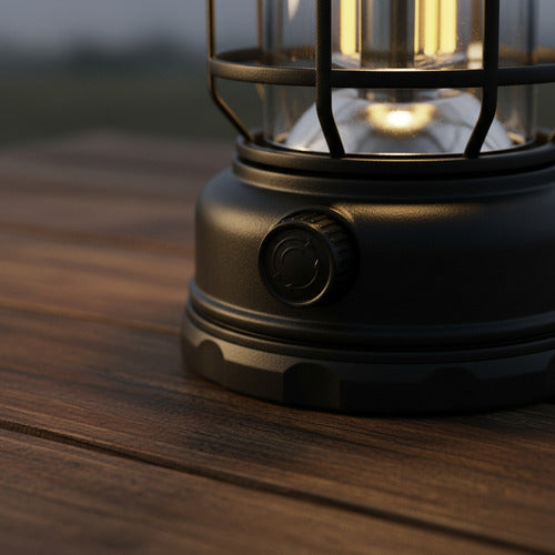 Farol Solar Recargable Camping Jardin Led Negro