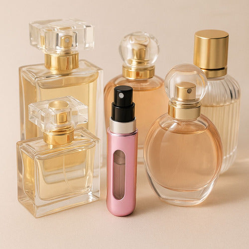 Pack Atomizador De Perfume Recargable Portátil Mini 5ml X2 Negro Y Rosa