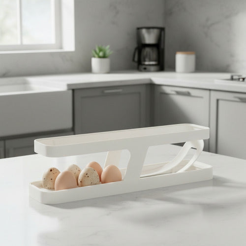 Huevera Organizador Dispensador De Huevos Para 14 Unidades Blanco