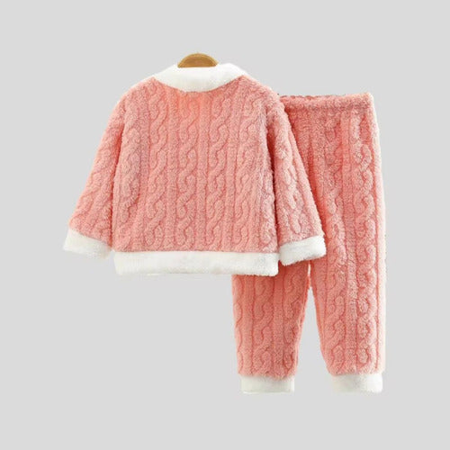 Pijama Niña Algodón Set De 2 Piezas Suave Y Cómodo Rosa Liso 4