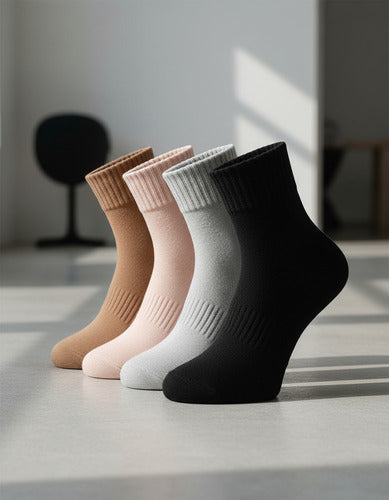 Medias Sin Costura Algodón Suaves Y Cómodas Pack X6 Varios Lisa Único