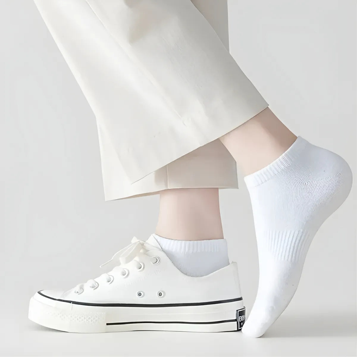 Pack Medias Trefoil Soquete Blancas Algodón Deportiva Premium X6 Blanco Lisa Único