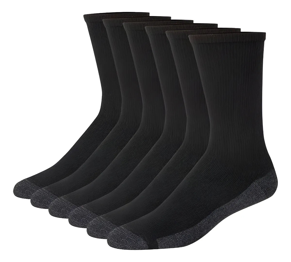 Pack X6 Medias Bambú Y Cobre CREW - Antibacterianas Y Antiolor Negro Y Azul Liso