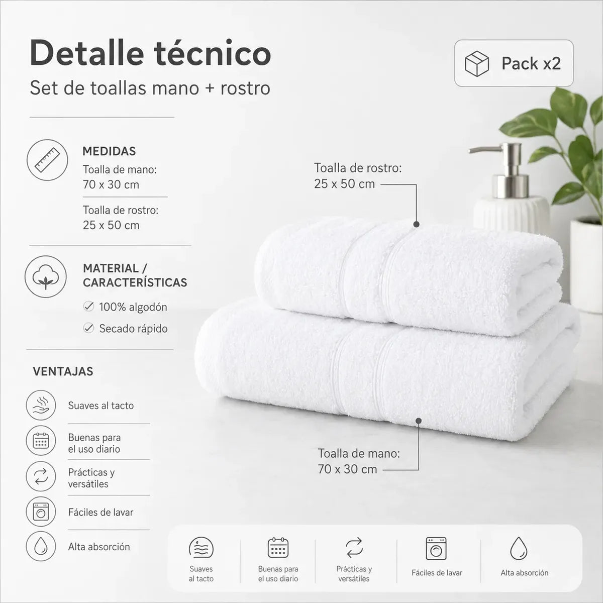 Set Toalla Mano Rostro