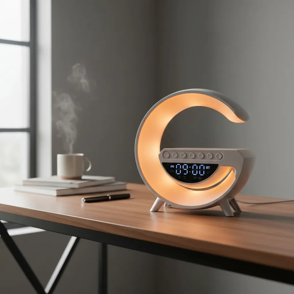 Parlante Cargador Led Con Ruido Blanco Fm Bt Blanco