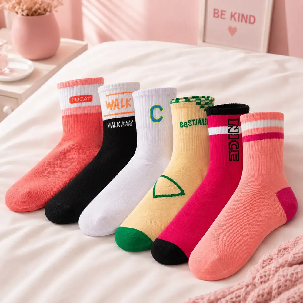 Pack Medias Algodón Rosas Mujer Alta Calidad Premium X6