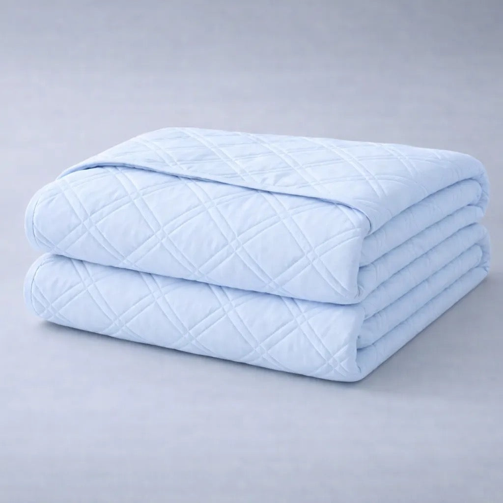 Cubrecama Colcha De 2 Plazas Azul + 2 Fundas Almohada + Bolsón