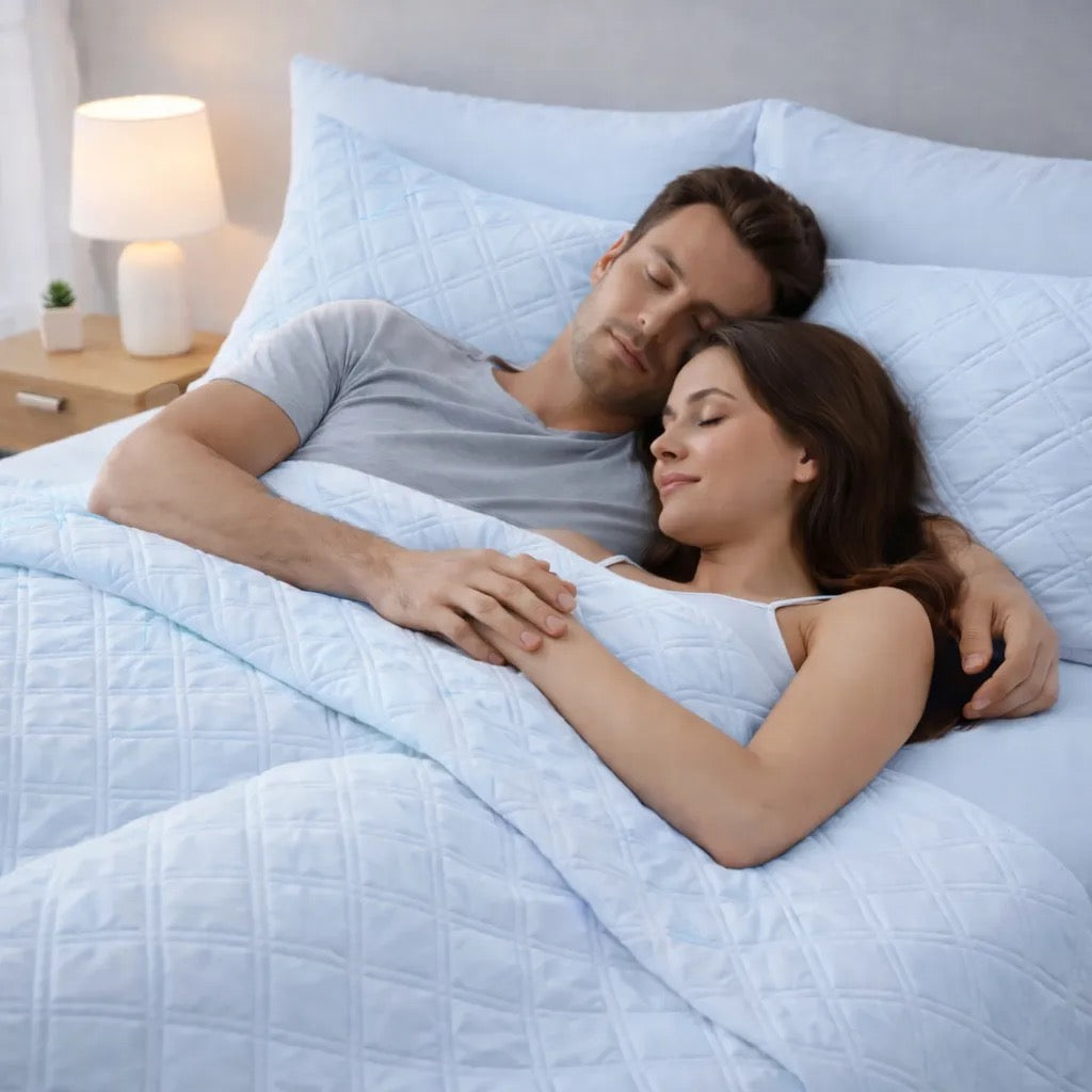 Cubrecama Colcha De 2 Plazas Azul + 2 Fundas Almohada + Bolsón